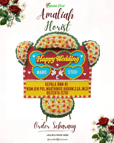 Karangan Papan Bunga Pernikahan di Pedalangan